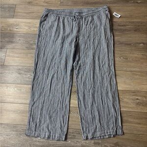Old Navy Pants Sz XXL Striped High-Waist Linen Blend Wide Leg Beach Coastal NWT